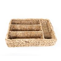 Canasto Porta Cubiertos Jacinto Fibra Natural Organizador Rectangular 40x27x10 cm