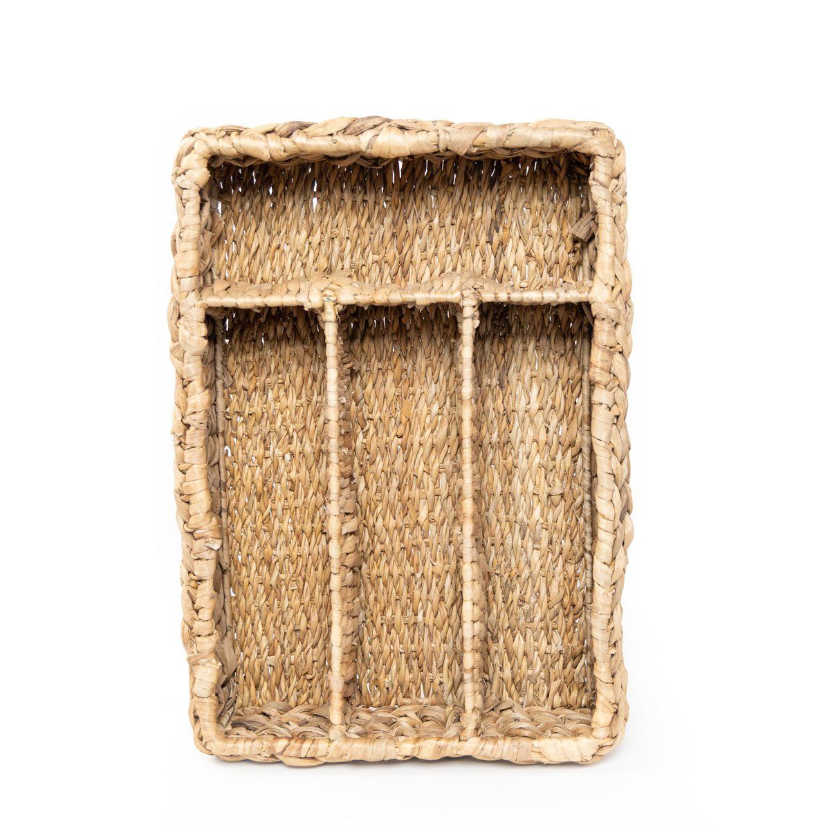 NECTAR - Canasto Porta Cubiertos Jacinto Fibra Natural Organizador Rectangular 40x27x10 cm