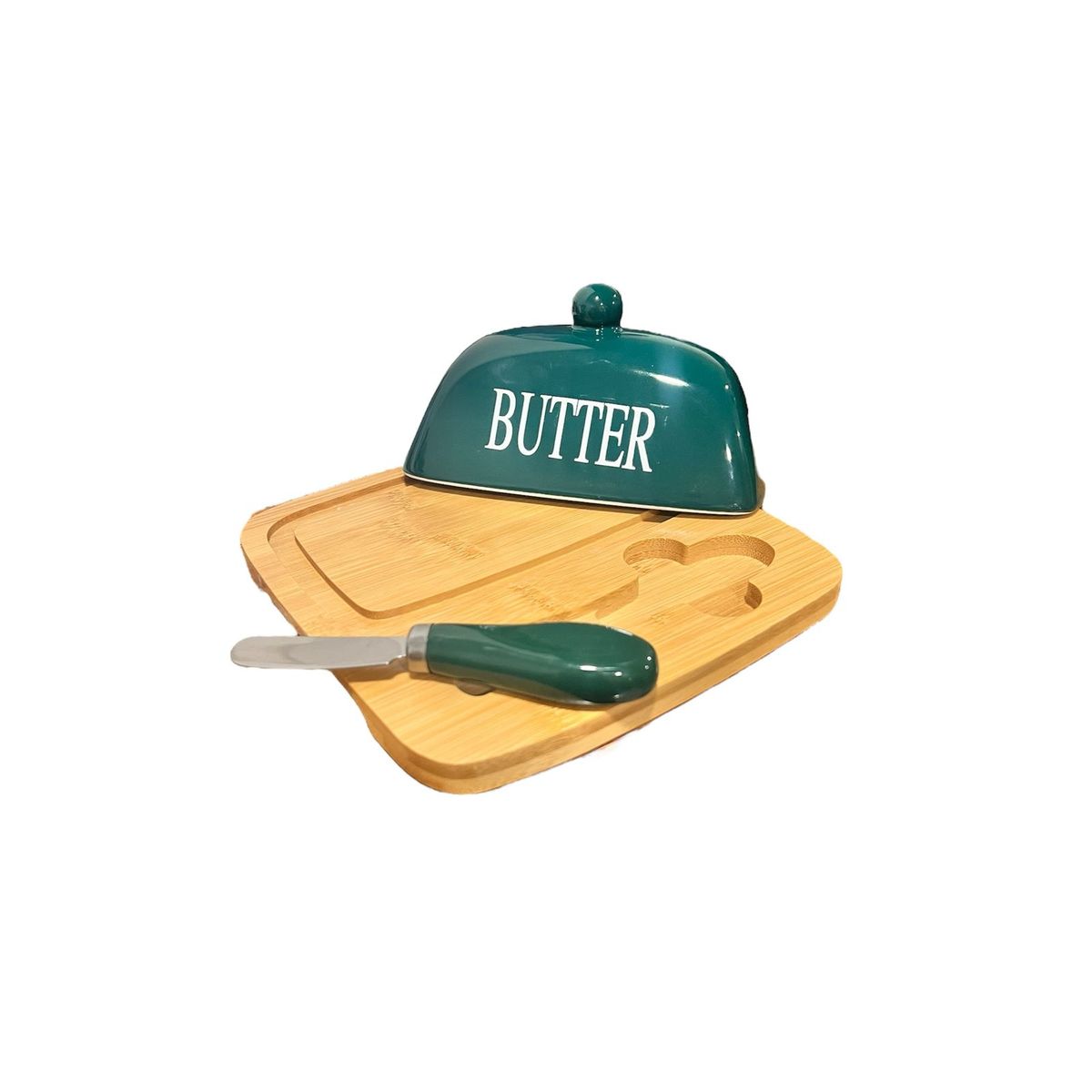 OEM - Mantequillera Mantequera Base Madera Decorativa