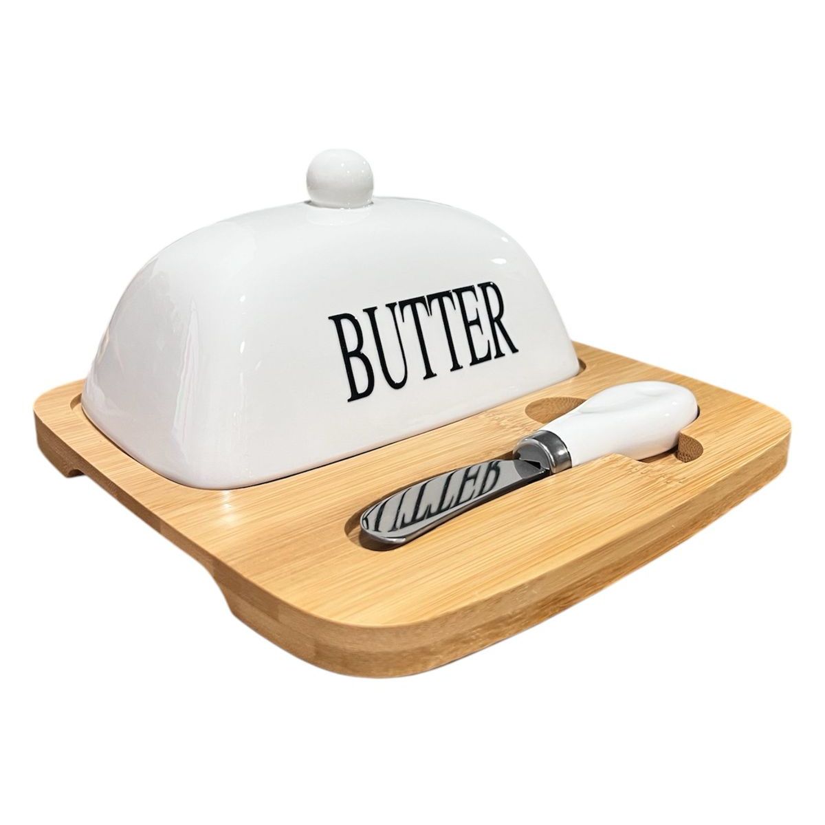 OEM - Mantequillera Mantequera Base Madera Decorativa