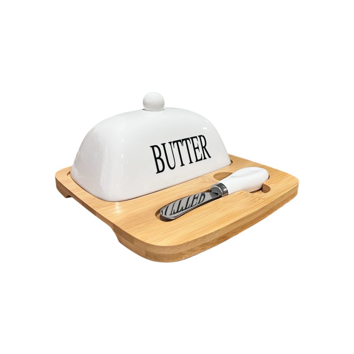 OEM - Mantequillera Mantequera Base Madera Decorativa