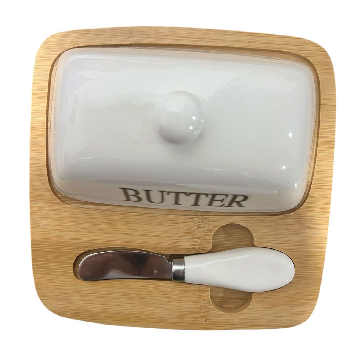 OEM - Mantequillera Mantequera Base Madera Decorativa
