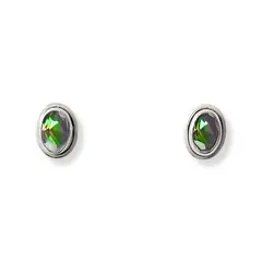 ANDREA COGGIOLA JOYAS - Aros Botón Óvalo Topacio Místico Plata Fina 925