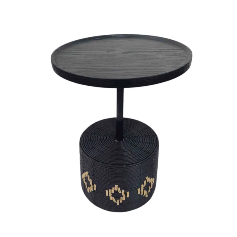 GENERICO - Mesa Lateral Mesa De Centro Negra Moderna Flor 52cm