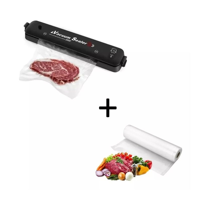 GENERICO - Maquina Selladora Al Vacio Alimentos + Rollo Bolsas 3 Mts