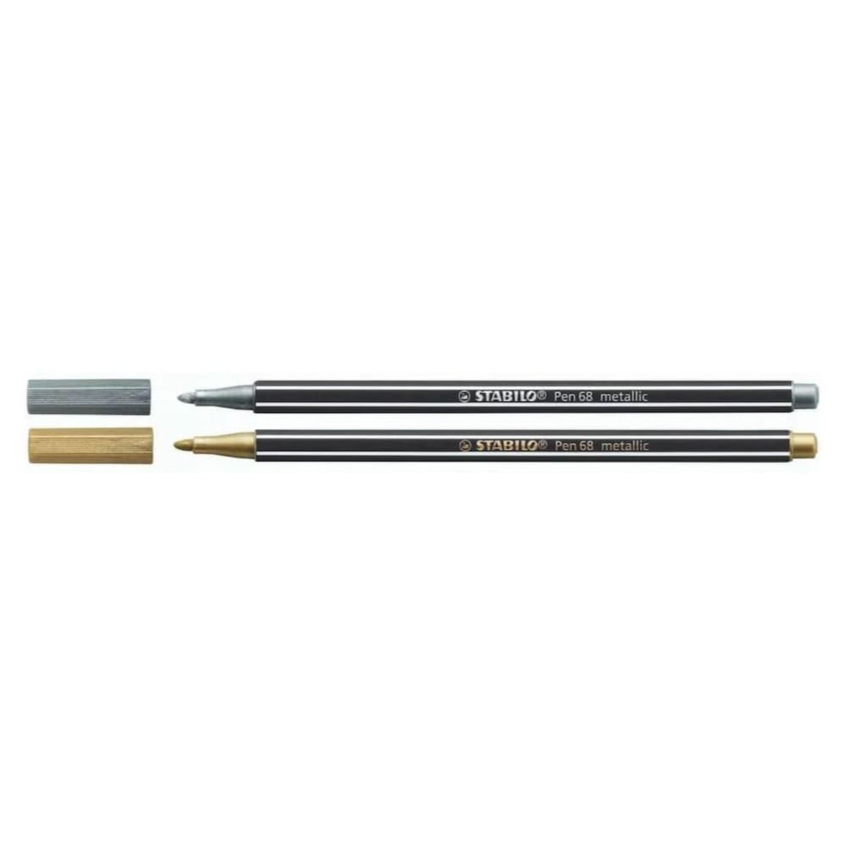 STABILO - Set de 2 Marcadores Stabilo Pen 68 Metálicos (Oro y Plata)