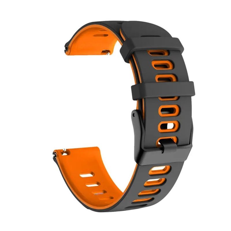 GENERICO - Correa Smartwatch Silicona Negro Naranjo