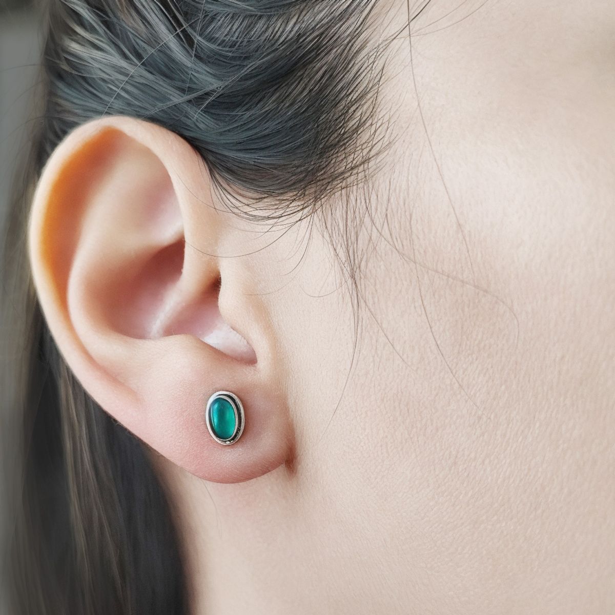 COGGIOLA - Aros Botón Óvalo Ónix Verde Plata Fina 925