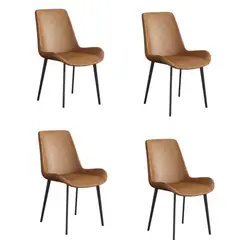 LUBABYCAS - Set 4 Sillas De Comedor Cuero PU Estilo Italiano
