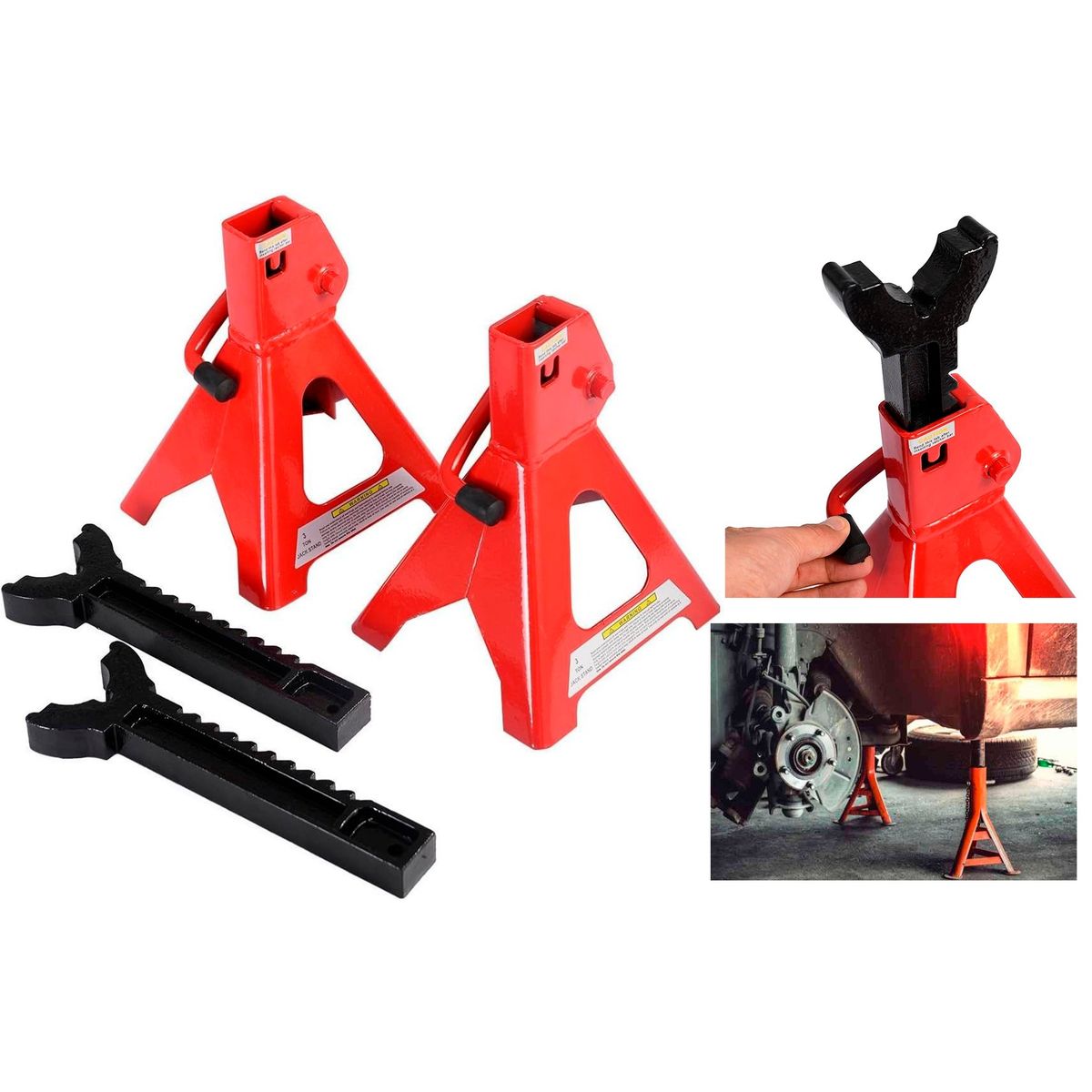 GENERICO - Par De Banquillo Caballete 3 Toneladas Ajustable