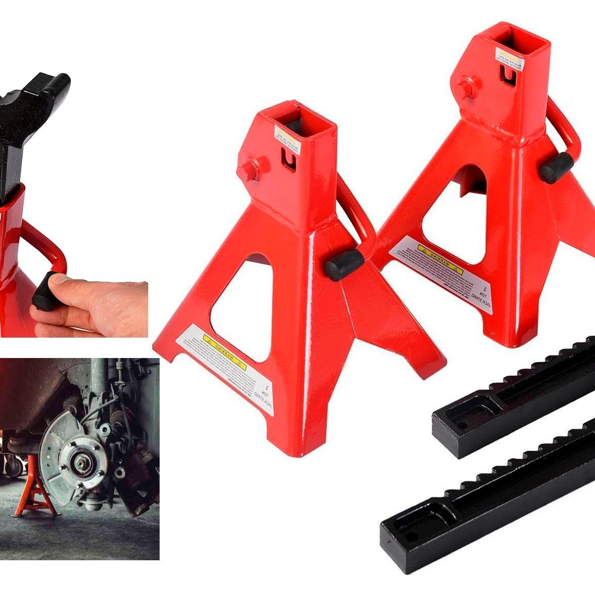 GENERICO - Par De Banquillo Caballete 3 Toneladas Ajustable