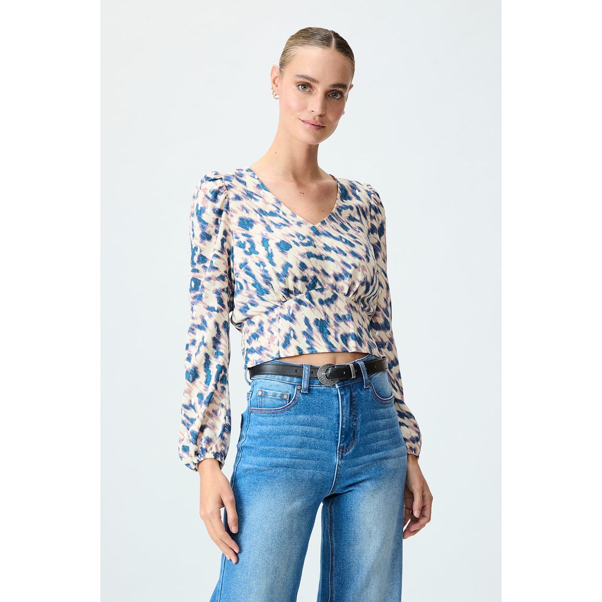 IO - Blusa Manga Larga Beige Mujer Io