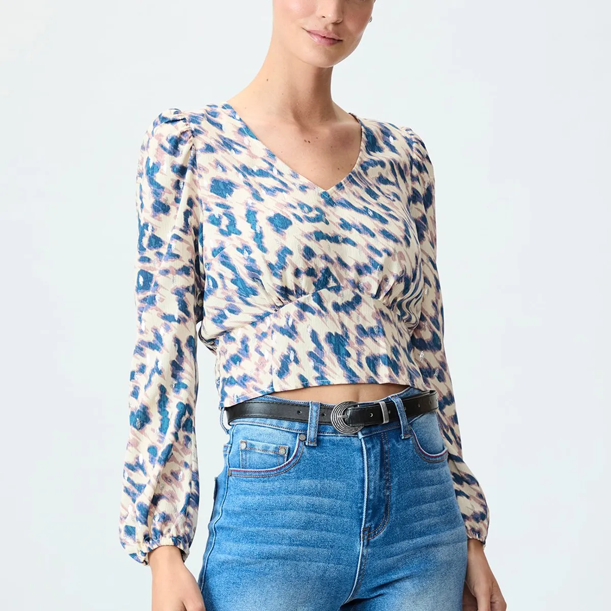 IO - Blusa Manga Larga Beige Mujer Io