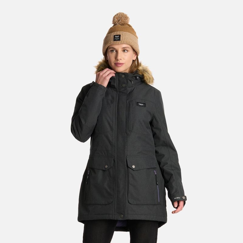 LIPPI - Chaqueta Mujer Roble B-Dry Hoody Jacket Melange Negro Lippi