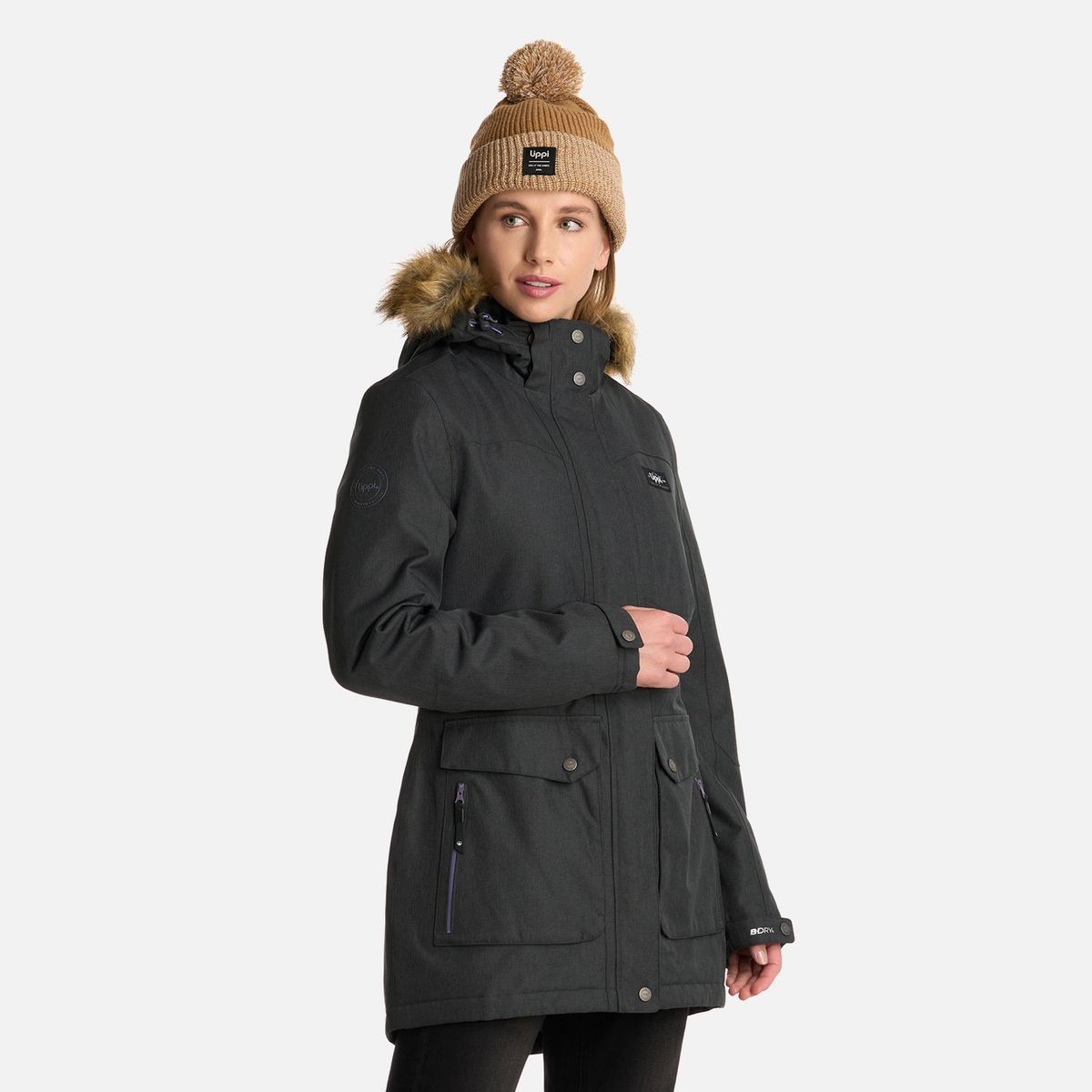 LIPPI - Chaqueta Mujer Roble B-Dry Hoody Jacket Melange Negro Lippi