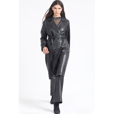 Imagen 2 del producto Trench Efecto Cuero, Negro