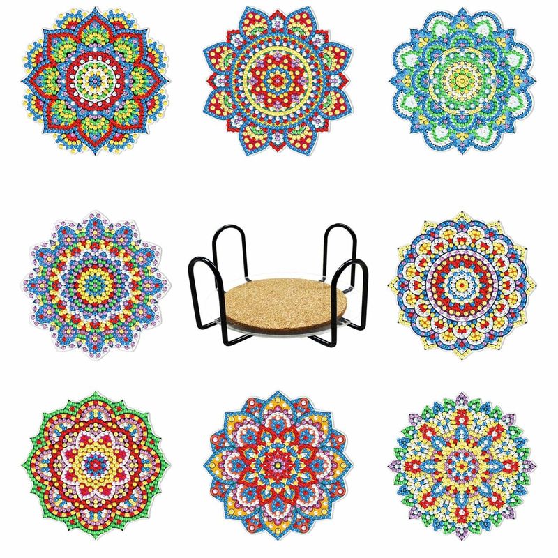 ARTE CONSENTIDO - Pintura con diamantes Set posa vasos Mandala 8 unid