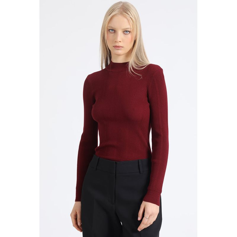 LIOLA - Sweater Tejido Punto Basico, Burdeo Liola.