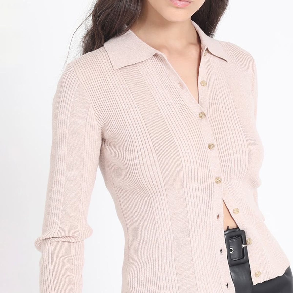 LIOLA - Cardigan Cuello Tejido Punto, Rosa Liola