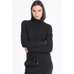 LIOLA - Sweater Tejido Fantasia Con Hilo Metalizado Negro