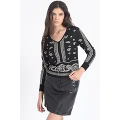LIOLA - Sweater Tejido Jacquard Fantasia Paisley, Negro Liola.