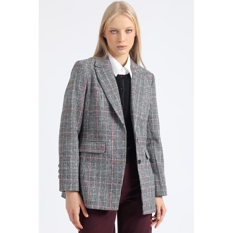 LIOLA - Blazer Entallado Principe De Gales Negro Liola