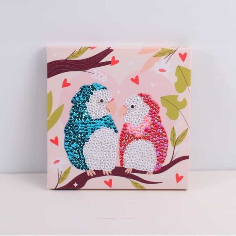 ARTE CONSENTIDO - Arte en lentejuelas pajaros 25x25 cm con bastidor