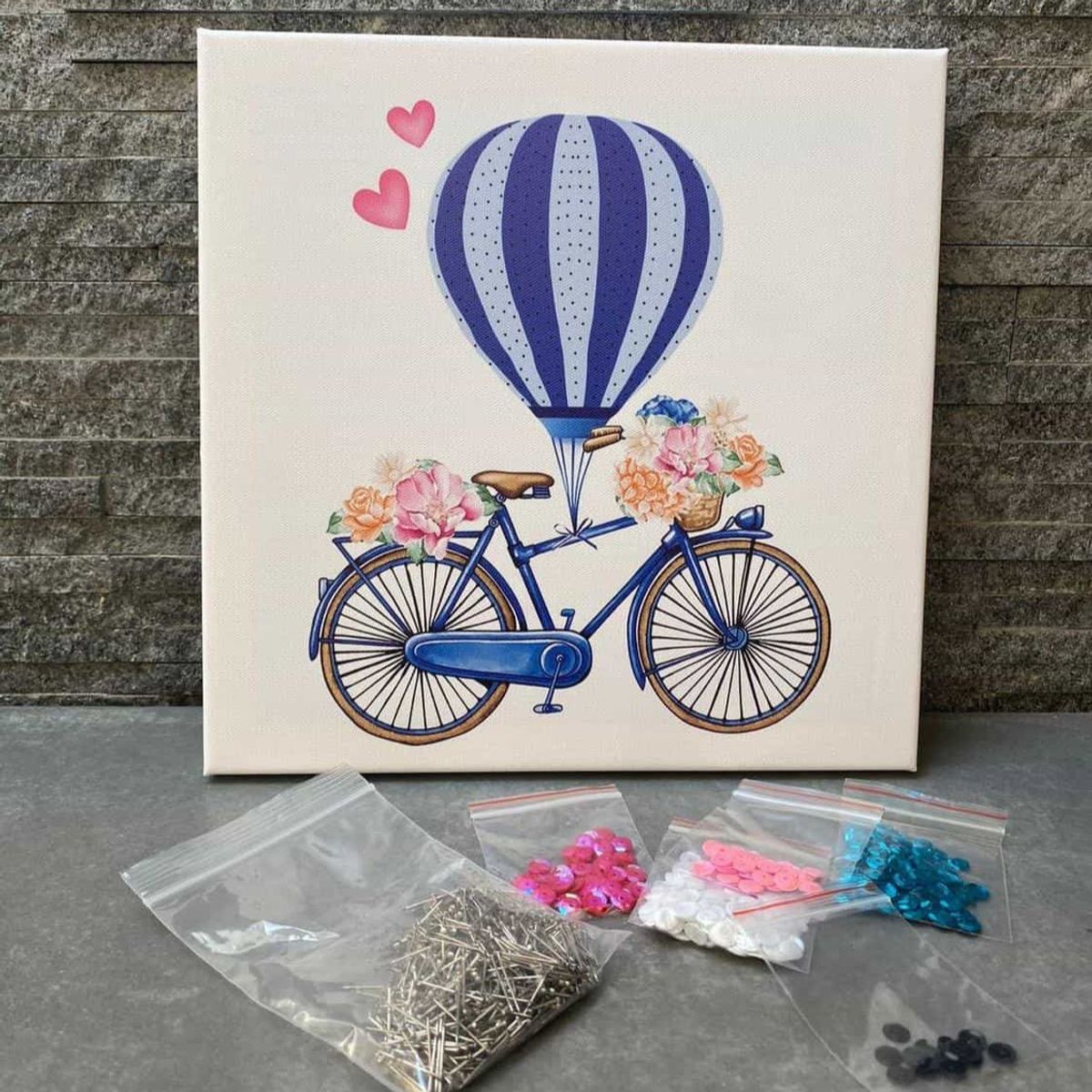 ARTE CONSENTIDO - Arte en lentejuelas bicicleta 25x25 cm con bastidor