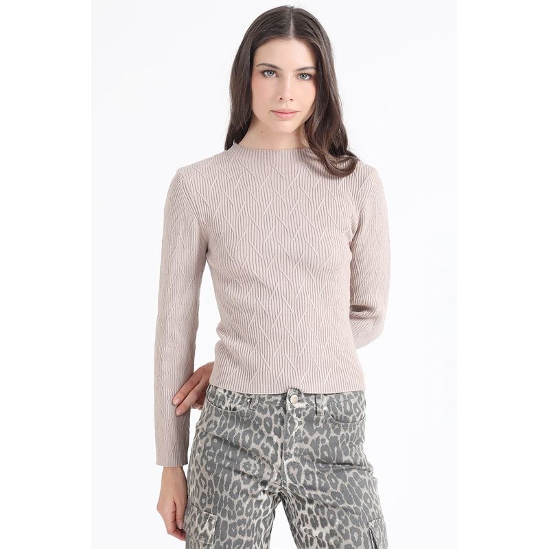 LIOLA - Sweater Tejido Punto Fantasia Beige Liola