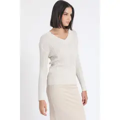 LIOLA - Tejido Sweater, Basico, Lurex Mix, Beige