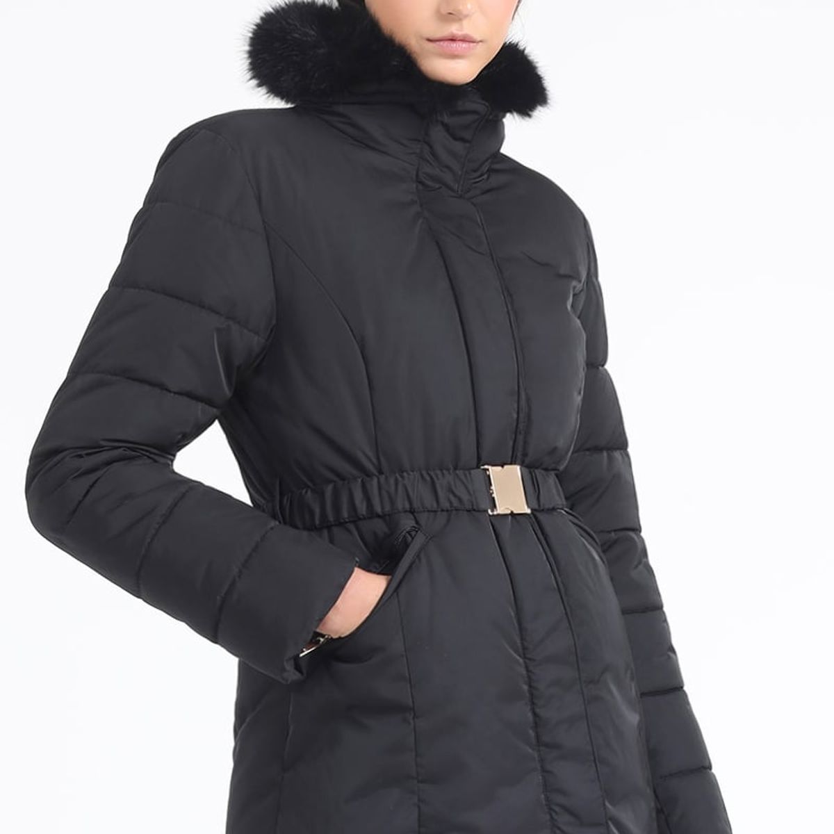 LIOLA - Parka Con Piel Desmontable, Negro Liola