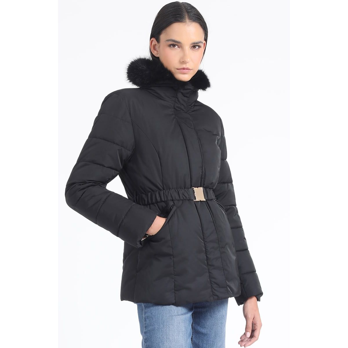 LIOLA - Parka Con Piel Desmontable, Negro Liola