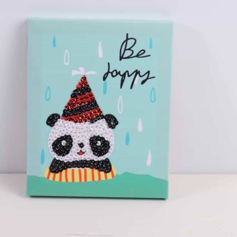 ARTE CONSENTIDO - Arte en lentejuelas Panda 20x25 con bastidor