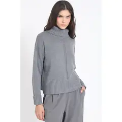 LIOLA - Sweater Recto Tejido Mix Punto Fantasia Gris