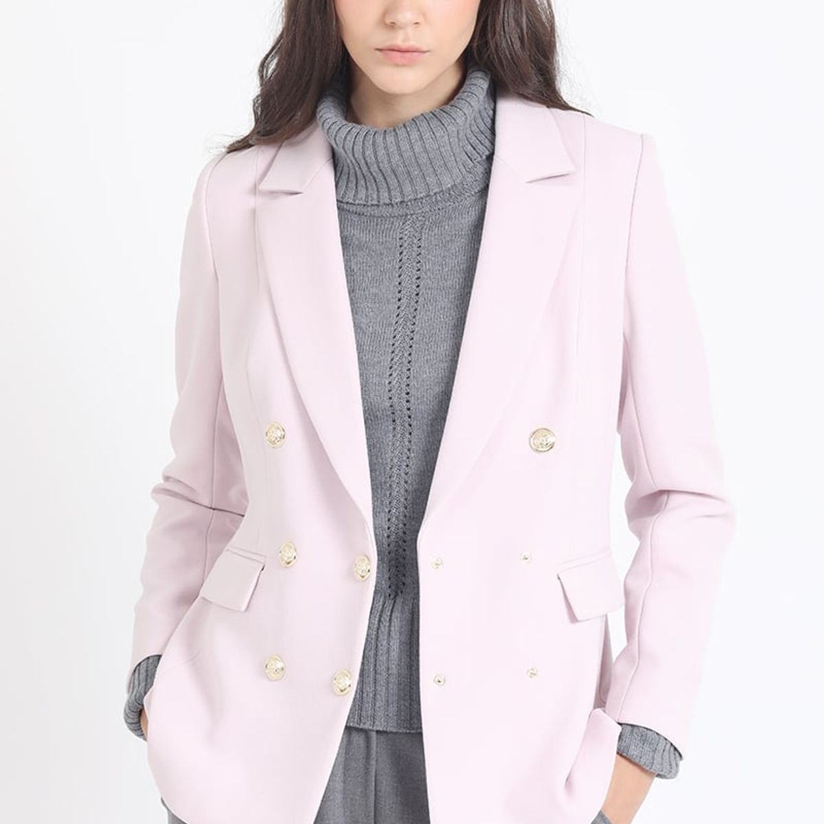 LIOLA - Blazer Entallado Cruzado, Rosa Liola
