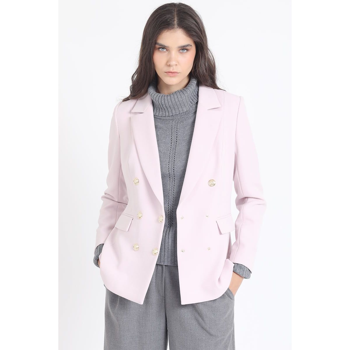 LIOLA - Blazer Entallado Cruzado, Rosa Liola