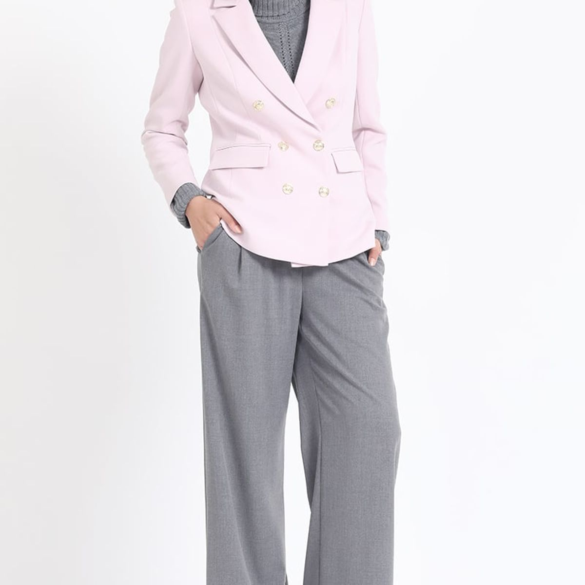 LIOLA - Blazer Entallado Cruzado, Rosa Liola