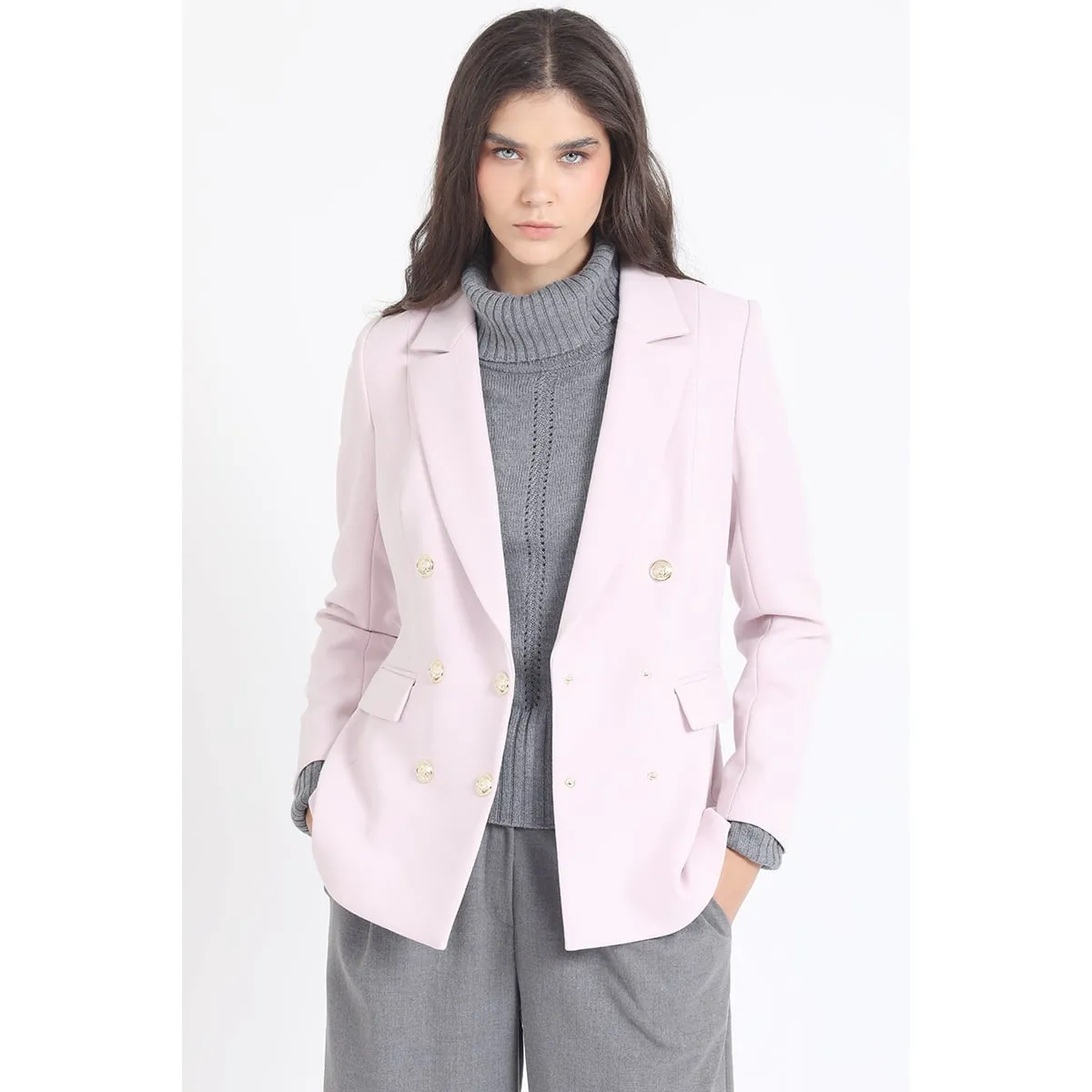 LIOLA - Blazer Entallado Cruzado, Rosa Liola