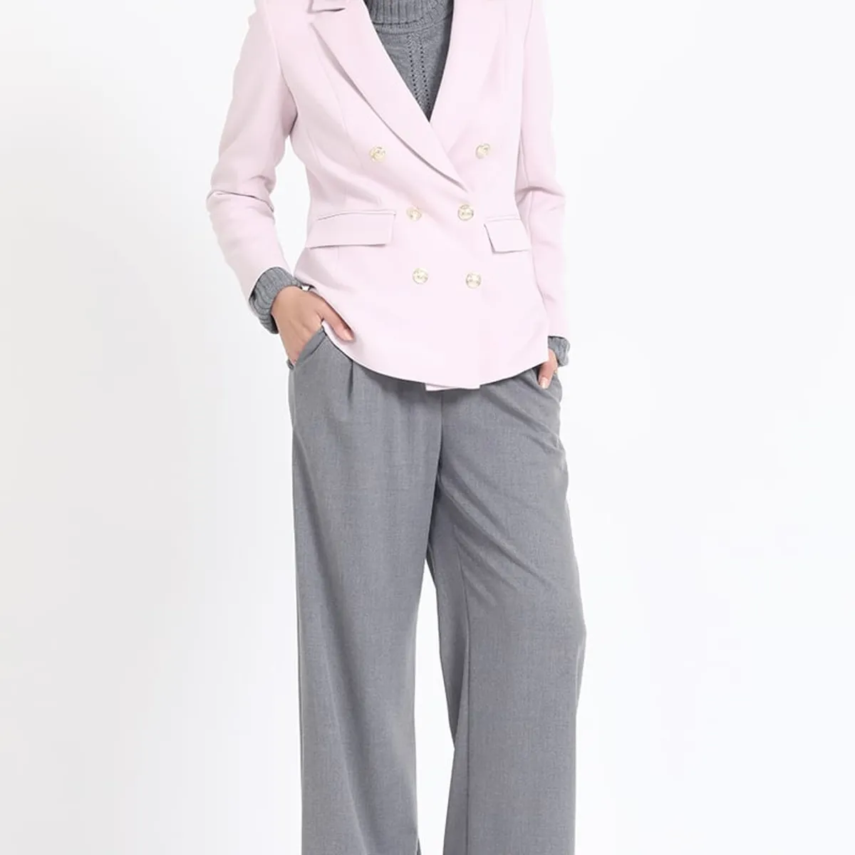 LIOLA - Blazer Entallado Cruzado, Rosa Liola