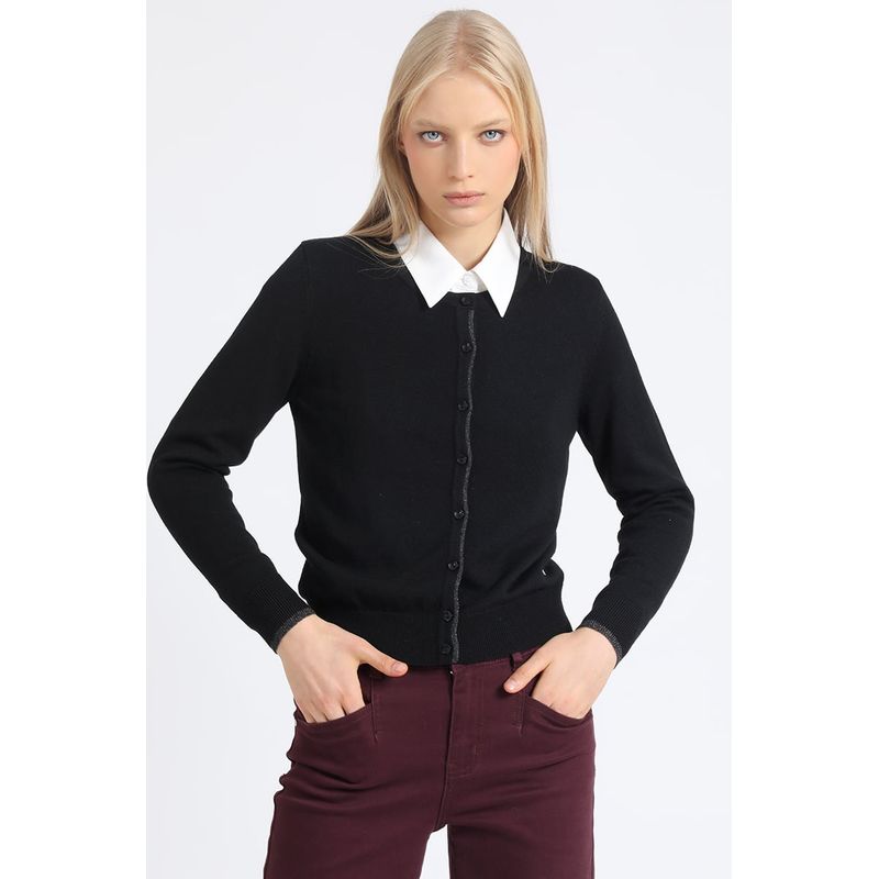 LIOLA - Cardigan Tejido Punto, Negro Liola