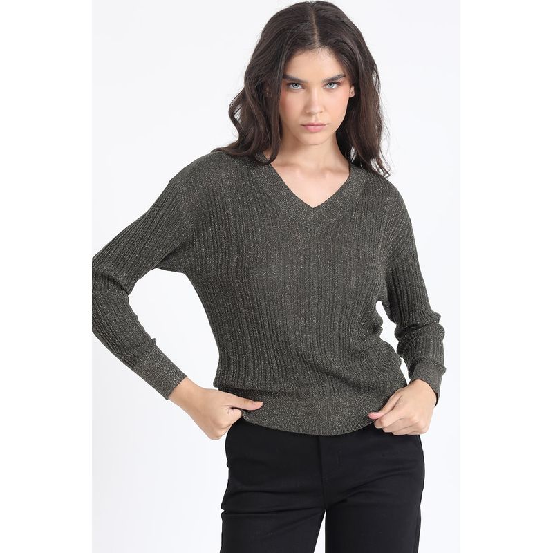 LIOLA - Tejido Sweater Basico Lurex Mix Verde Liola