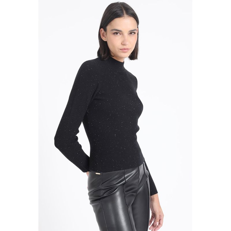 LIOLA - Sweater Tejido Punto Aplicacion Lentejuelas Negro Liola