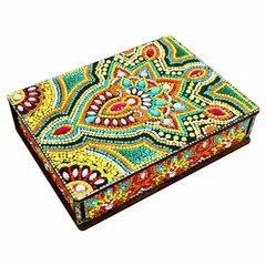ARTE CONSENTIDO - Pintura Con Diamantes Caja De Madera Hamsa 20x15x4