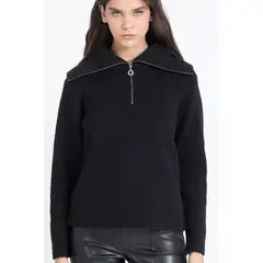 LIOLA - Sweater Tejido Fantasia Piel Hilo Metalizado Negro