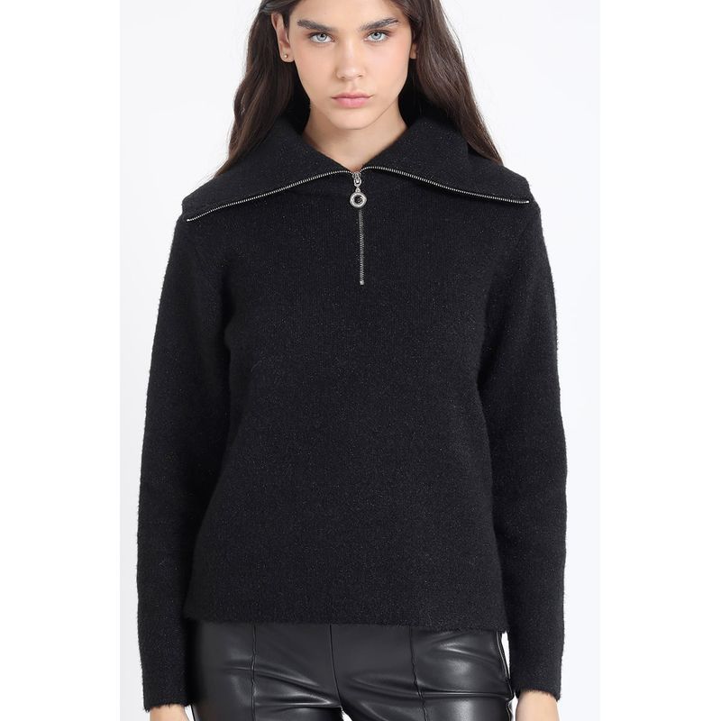LIOLA - Sweater Tejido Fantasia Piel Hilo Metalizado Negro Liola