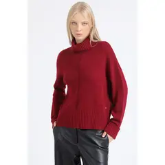 LIOLA - Sweater Recto Tejido Mix Punto Fantasia, Vino