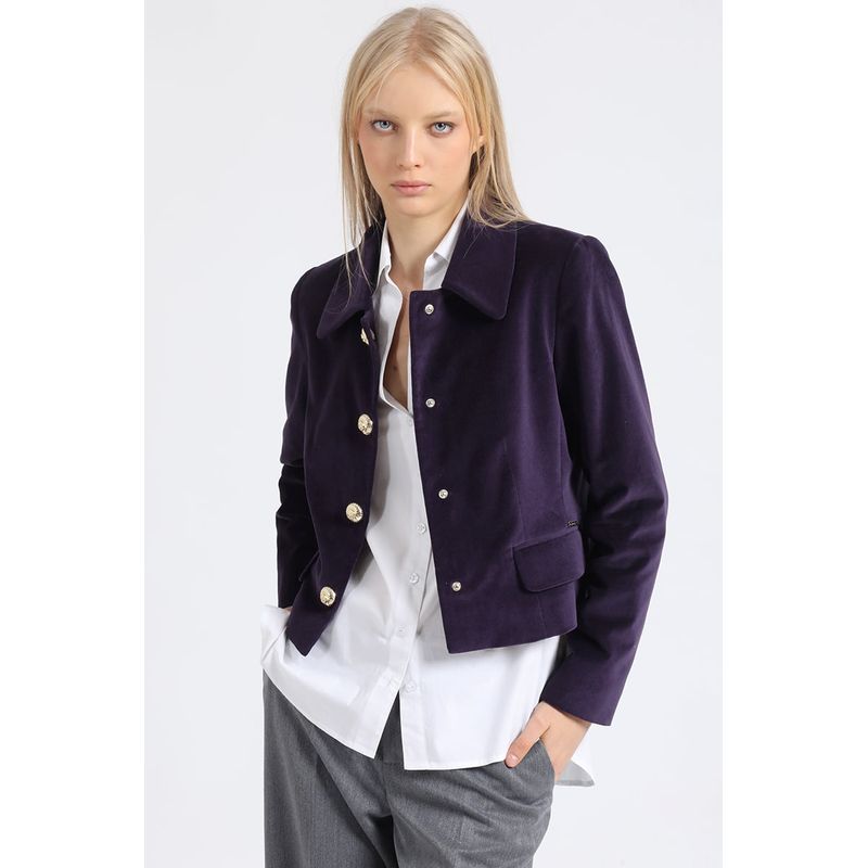 LIOLA - Chaqueta Crop Terciopelo, Arandano Liola