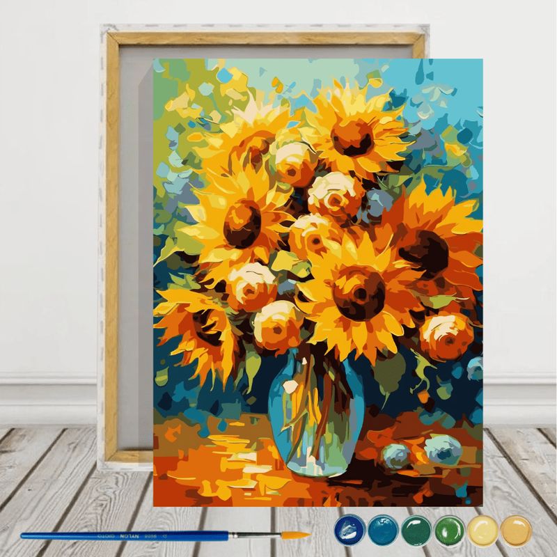 ARTE CONSENTIDO - PINTURA POR NÚMERO GIRASOL CON BASTIDOR