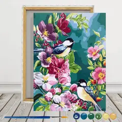 ARTE CONSENTIDO - PINTURA POR NÚMERO CANARIOS CON BASTIDOR