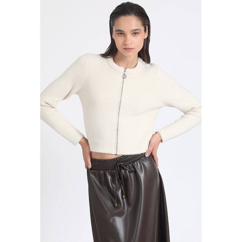 LIOLA - Cardigan Tejido Punto Fantasia Piel Crudo Liola